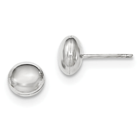 14k White Polished 8mm Button Post Earrings H1023 - shirin-diamonds