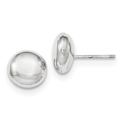 14k White Polished 10.5mm Button Post Earrings H1026 - shirin-diamonds
