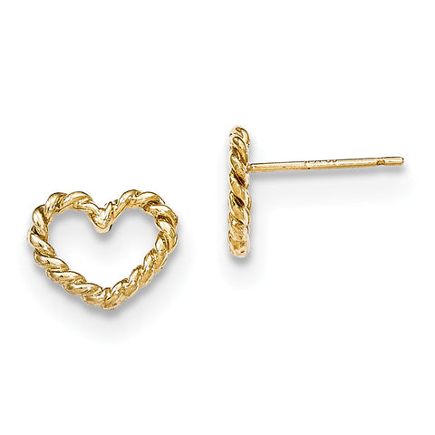 14k Heart Post Earrings H1067 - shirin-diamonds