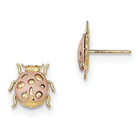 14k Two-Tone Ladybug Post Earrings H1108 - shirin-diamonds