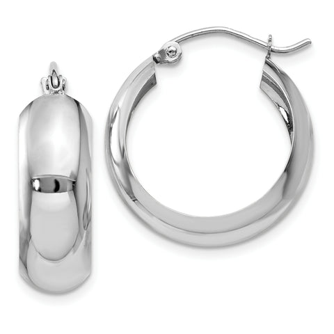 14k White Gold Hoop Earrings H328 - shirin-diamonds