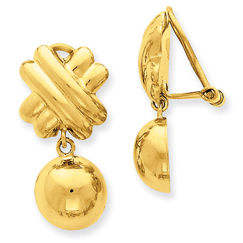 14k Non-pierced Fancy Ball Earrings H632 - shirin-diamonds