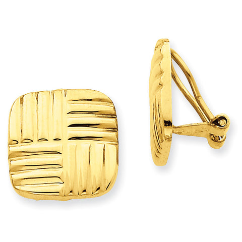 14k Non-pierced Basket weave Earrings H638 - shirin-diamonds