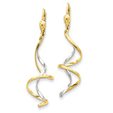 14k Two-tone Spiral Dangle Earrings H817 - shirin-diamonds