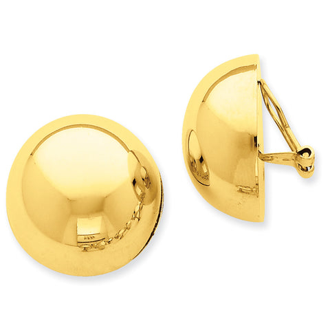 14k Omega Clip 24mm Half Ball Non-pierced Earrings H895 - shirin-diamonds
