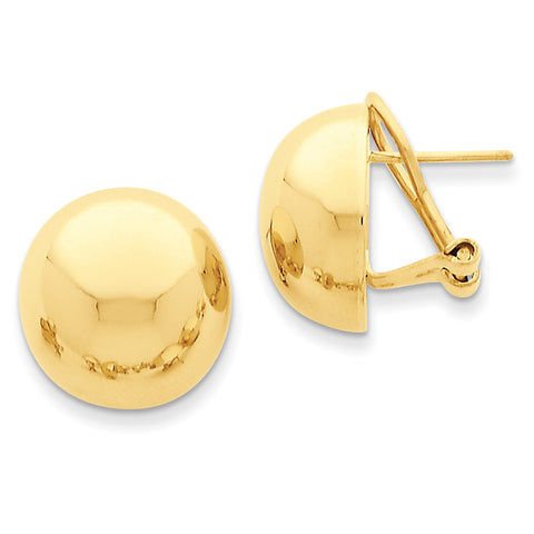 14k Omega Clip 16mm Half Ball Earrings H920 - shirin-diamonds