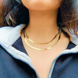 yellow silver herringbone necklace