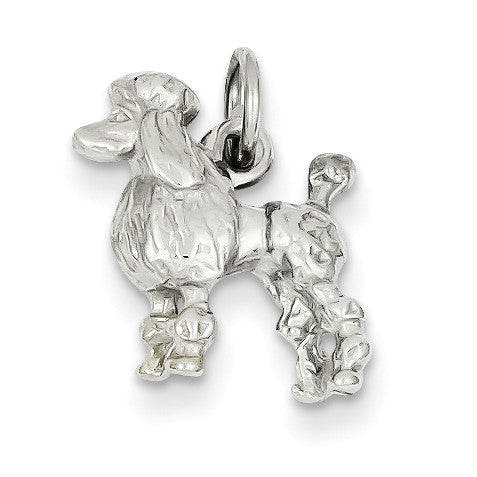 14k White Gold Solid 3-Dimensional Poodle Charm K1004 - shirin-diamonds