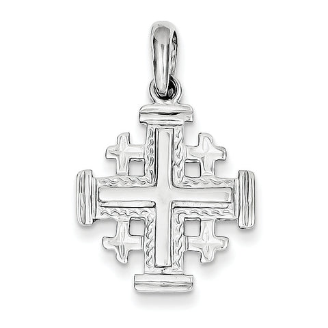 14k White Gold Jerusalem Cross Pendant K1230 - shirin-diamonds