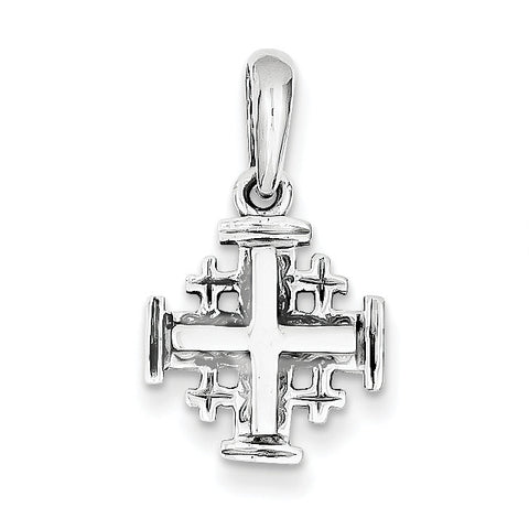 14k White Gold Jerusalem Cross Charm K1233 - shirin-diamonds