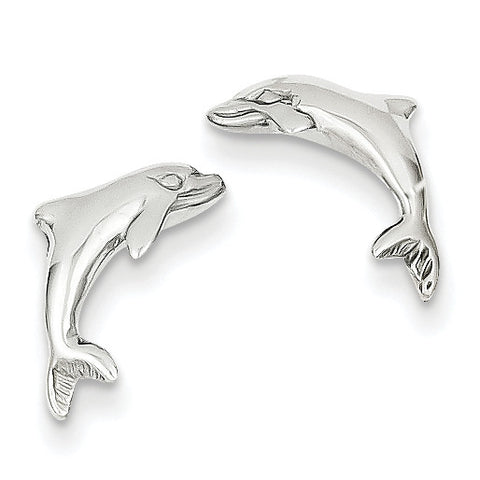 14k White Gold Dolphin Earrings K1403 - shirin-diamonds
