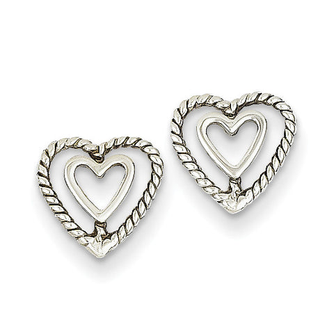 14k White Gold Heart Earrings K1411 - shirin-diamonds