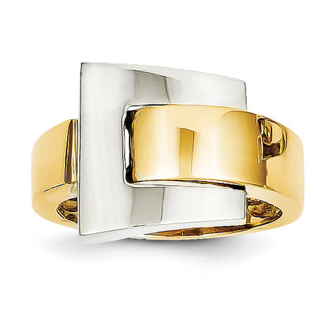 14k Two-tone Polished Buckle Ring K1446 - shirin-diamonds
