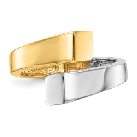 14k Two-tone Square Overlapping Ring K1448