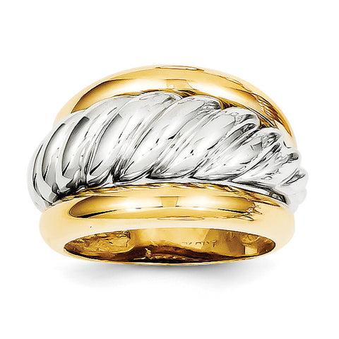 14k Two-tone Polished Twisted Dome Ring K1462 - shirin-diamonds