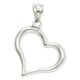 14k White Gold Polished Open Heart Pendant K1612 - shirin-diamonds