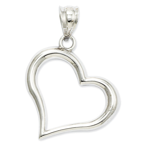 14k White Gold Polished Open Heart Pendant K1612 - shirin-diamonds