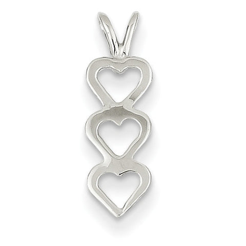 14k White Gold Triple Heart Pendant K1617 - shirin-diamonds