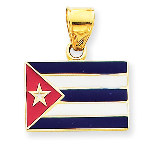 14k Enameled Cuba Flag Pendant K1765 - shirin-diamonds