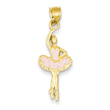14k Pink Enameled Ballerina Pendant K1791 - shirin-diamonds