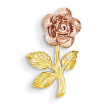 14k Two-tone Mini Pink Rose Flower Chain Slide K1806 - shirin-diamonds