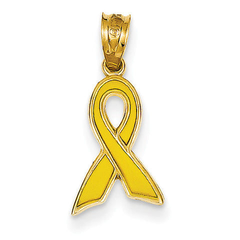 14k Small Yellow Enameled Awareness Ribbon Charm K1842 - shirin-diamonds