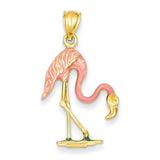14k Enameled 3-D Pink Flamingo Pendant K1905 - shirin-diamonds