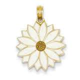 14k Enameled White Daisy Flower Pendant K1967 - shirin-diamonds