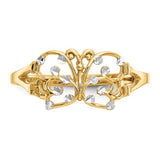 14k & Rhodium Diamond-cut Butterfly Ring K2067