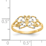 14k & Rhodium Diamond-cut Butterfly Ring K2067