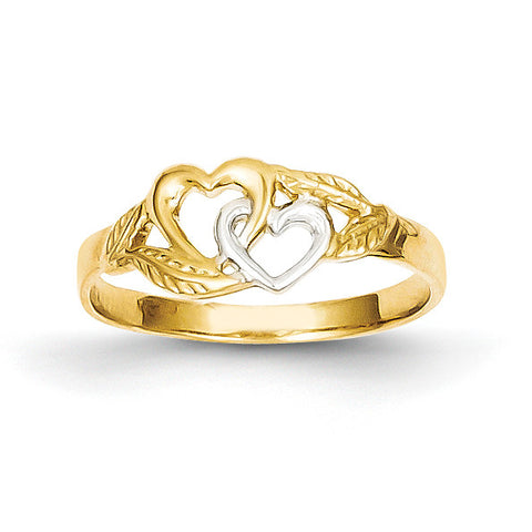 14k & Rhodium Double Heart Cut-Out Ring K2071 - shirin-diamonds