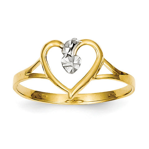 14k & Rhodium Cut-Out Heart Ring K2072 - shirin-diamonds