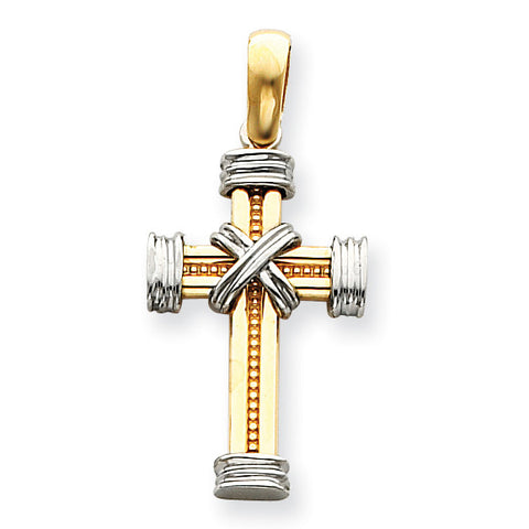 14k Two-tone Latin Cross Pendant K2171 - shirin-diamonds
