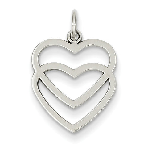 14k WG Double Heart Charm K2549 - shirin-diamonds