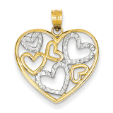 14K w/Rhodium Diamond-cut Heart Pendant K2561 - shirin-diamonds