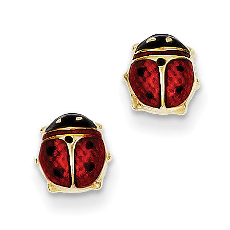 14k Enameled Ladybug Earrings K262 - shirin-diamonds