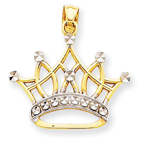 14k and Rhodium Crown Pendant K2746 - shirin-diamonds