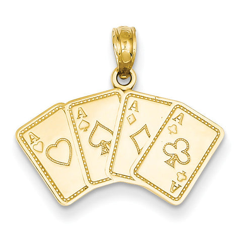 14k Aces Playing Cards Pendant K2774 - shirin-diamonds