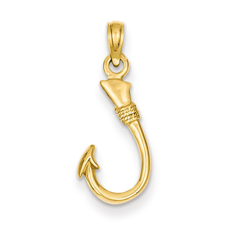 14k Yellow Gold Fish Hook Pendant K3043 - shirin-diamonds