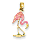 14k Enameled Flamingo Pendant K3269 - shirin-diamonds