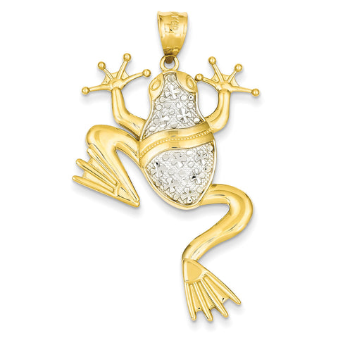 14K and Rhodium Diamond-cut Frog Pendant K3296 - shirin-diamonds