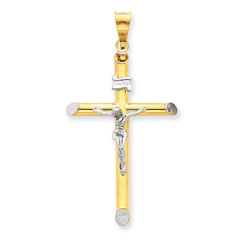 14k Two-tone & Rhodium INRI Crucifix Pendant K3723 - shirin-diamonds