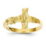 14K Diamond-cut Crucifix Ring K3968 - shirin-diamonds