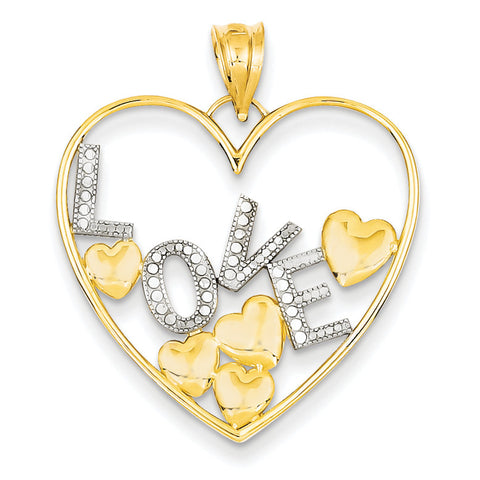14K & Rhodium Love and Floating Hearts Pendant K4049 - shirin-diamonds