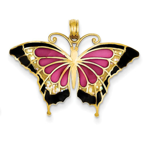 14K Translucent Acrylic Butterfly Pendant K4232 - shirin-diamonds