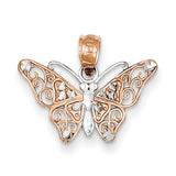 14k Rose Gold & Rhodium Diamond-cut Butterfly Pendant K4237 - shirin-diamonds