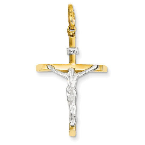 14k Two-tone Crucifix Pendant K4327 - shirin-diamonds