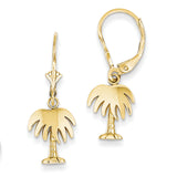 14K Palm Tree Leverback Earrings K4487 - shirin-diamonds