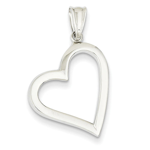 14k White Gold Polished Hollow Heart Pendant K4669 - shirin-diamonds