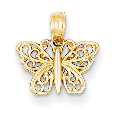 14k Filigree Butterfly Charm K4839 - shirin-diamonds